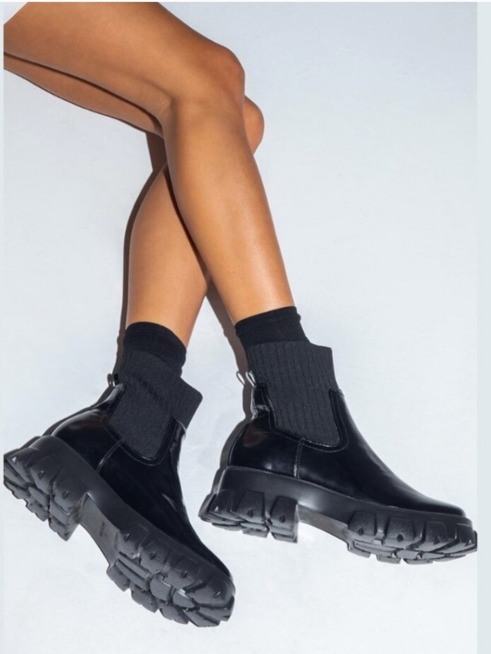 PRINCESS POLLY | A La Mode Ribbed Sock Boots